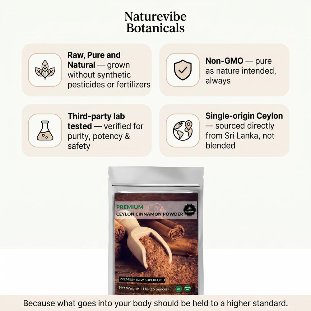 Naturevibe Botanicals etiqueta legible con información del producto y beneficios