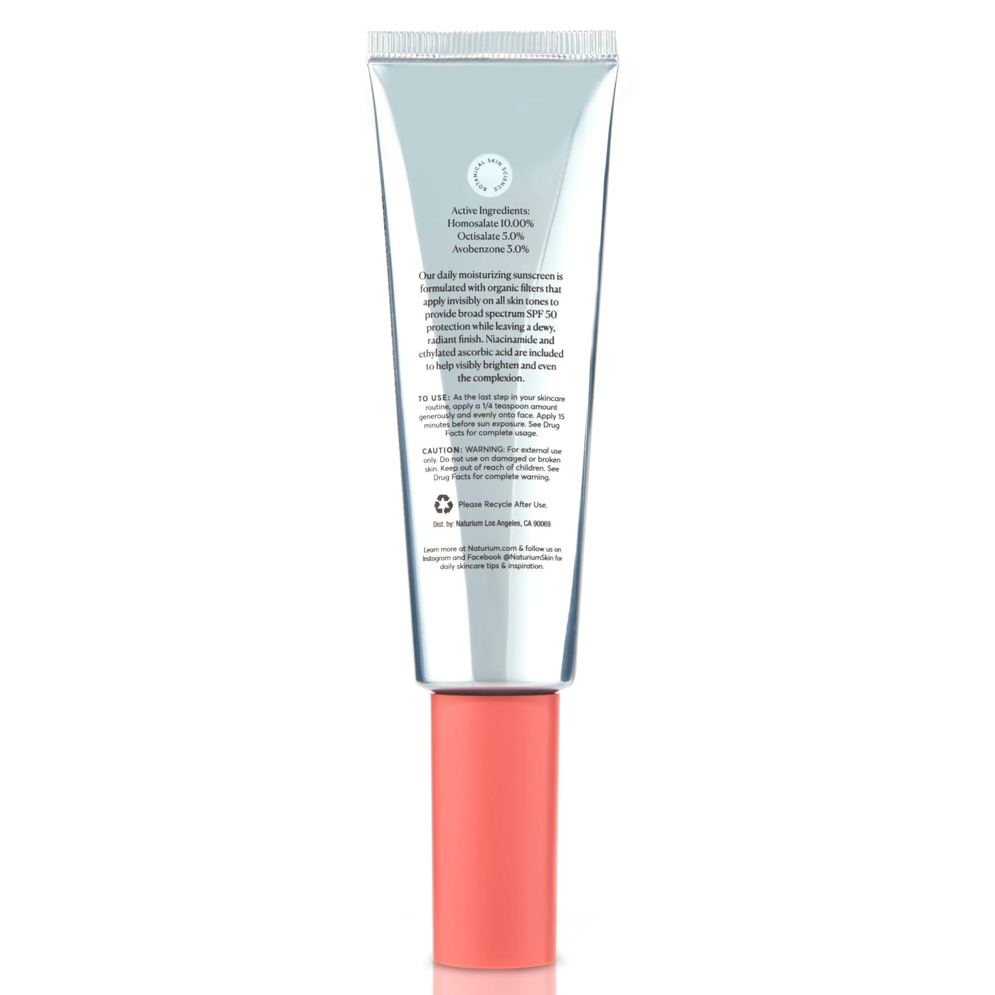 Naturium tubo junto a regla para comparar su tamaño 1.7 oz práctico