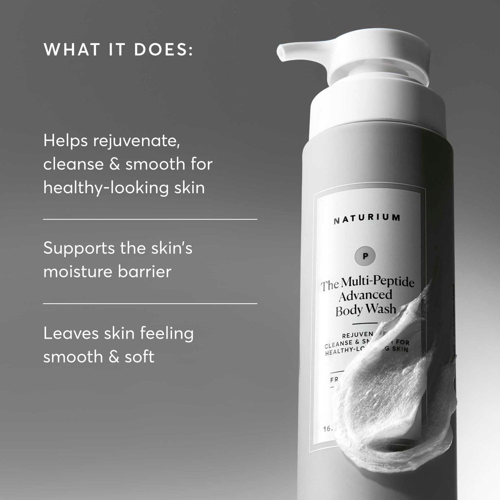 Naturium producto en uso en la ducha, limpieza eficaz y sensación acondicionada