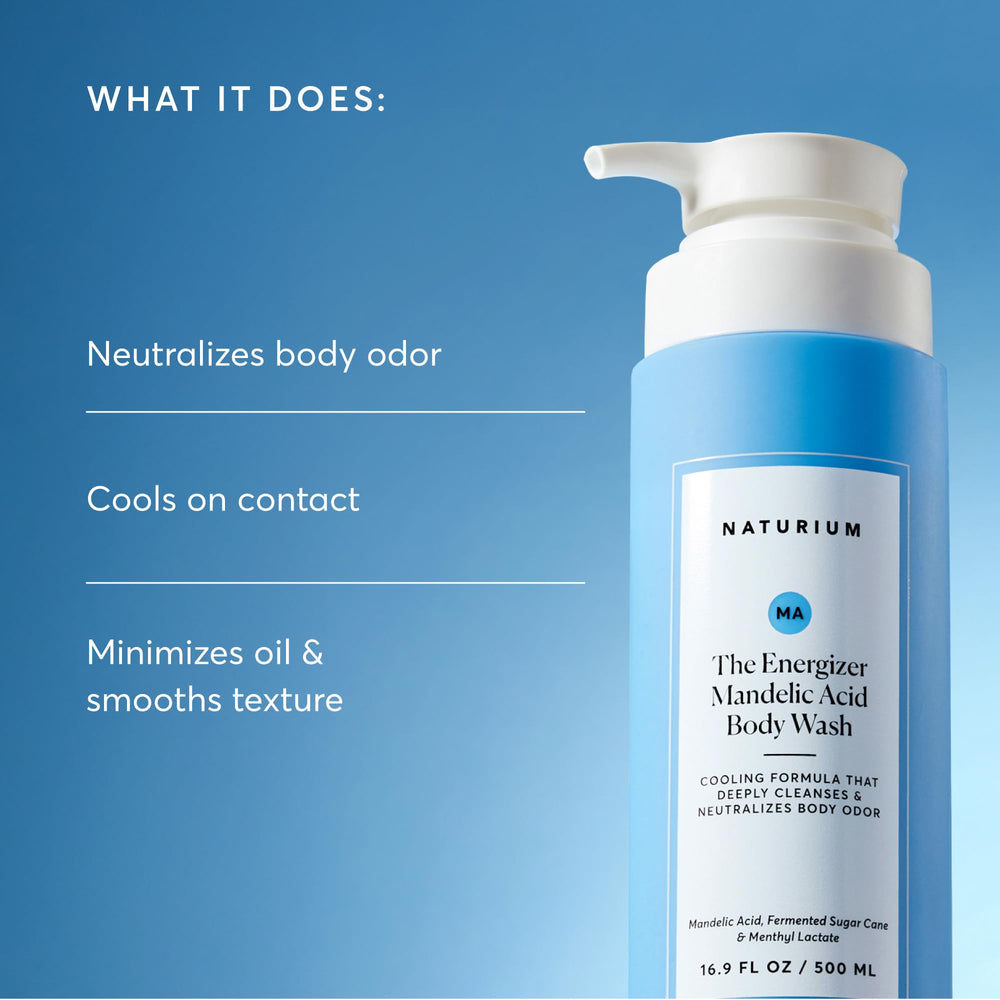 Naturium gel en uso bajo la ducha con efecto refrescante inmediato