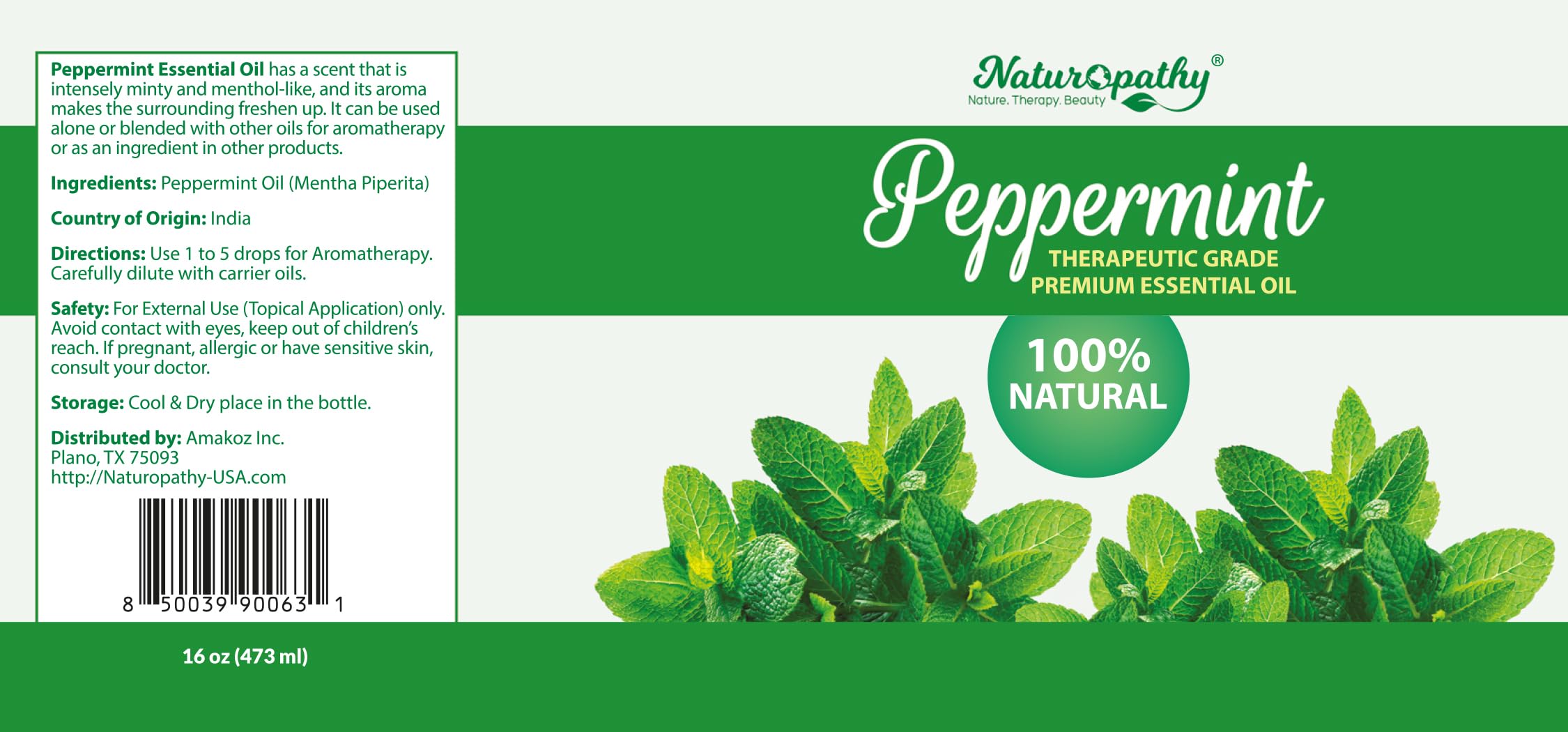 NATUROPATHY NATURE gota de aceite de menta en mano para mezcla segura