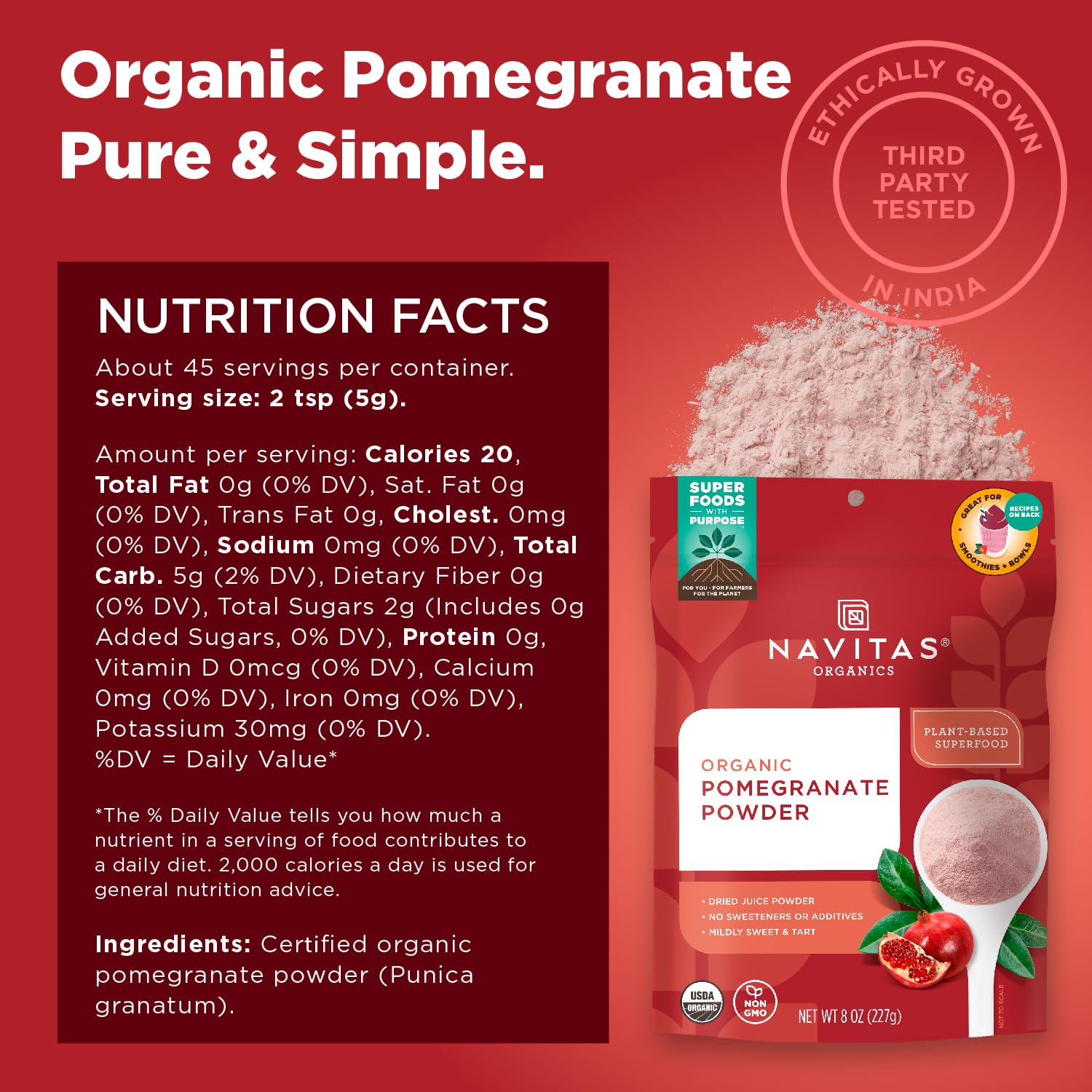 Navitas Organics cuchara medidora con polvo, porciones fáciles y consistentes