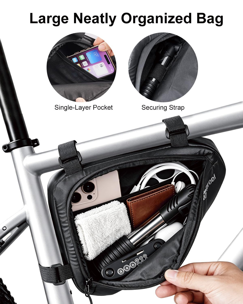 NDakter ajuste con correas velcro en tubo superior y diagonal manteniendo estabilidad