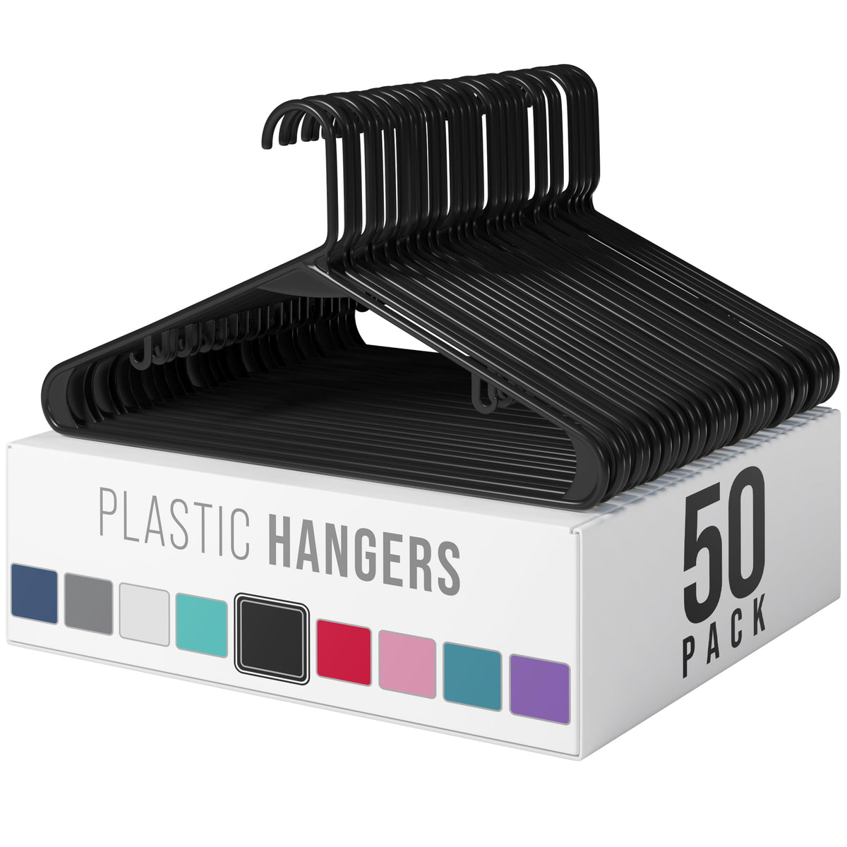 NEATERIZE perchas pack 50 frontal mostrando uniformidad y ahorro de espacio