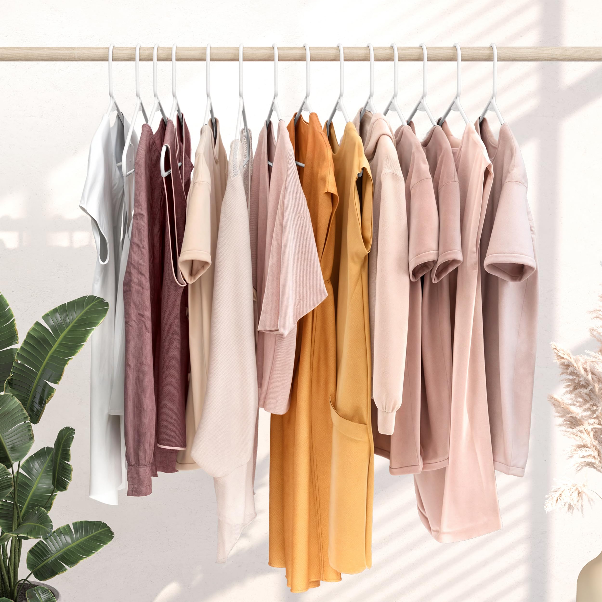 NEATERIZE perchas blancas en ambiente decorado aportando orden