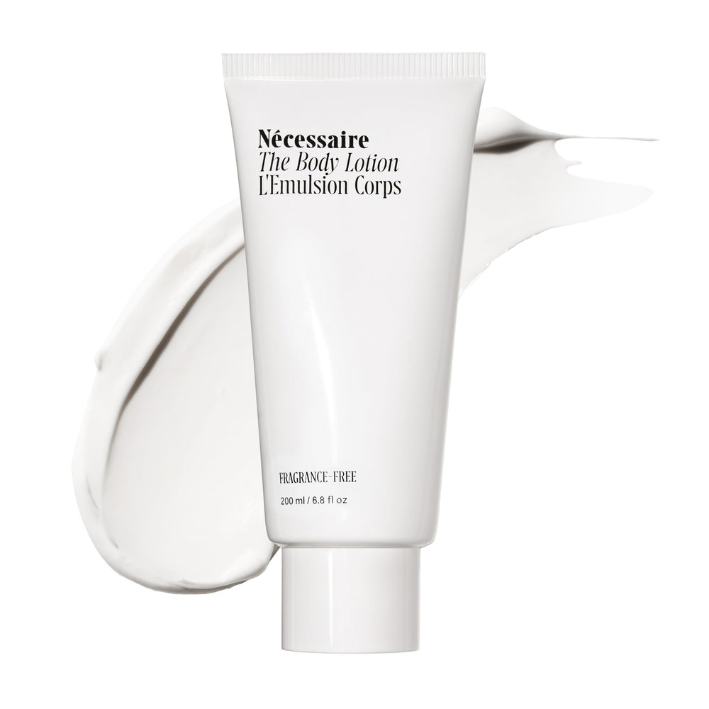 Nécessaire envase frontal de The Body Lotion Fragrance-Free con diseño limpio