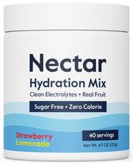 Nectar bote frontal Fresa-Limon, envase claro y beneficio hidratación rápida