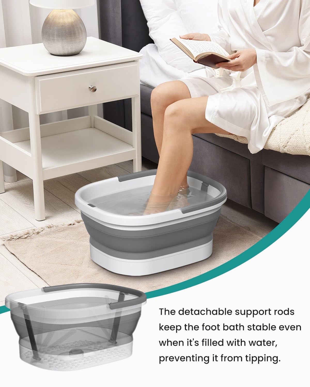 Nekteck persona usando la bañera para remojo, relajación en casa