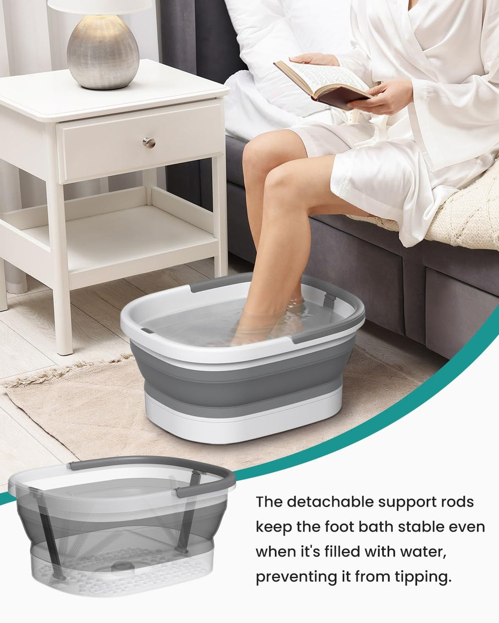 Nekteck persona usando la bañera para remojo, relajación en casa