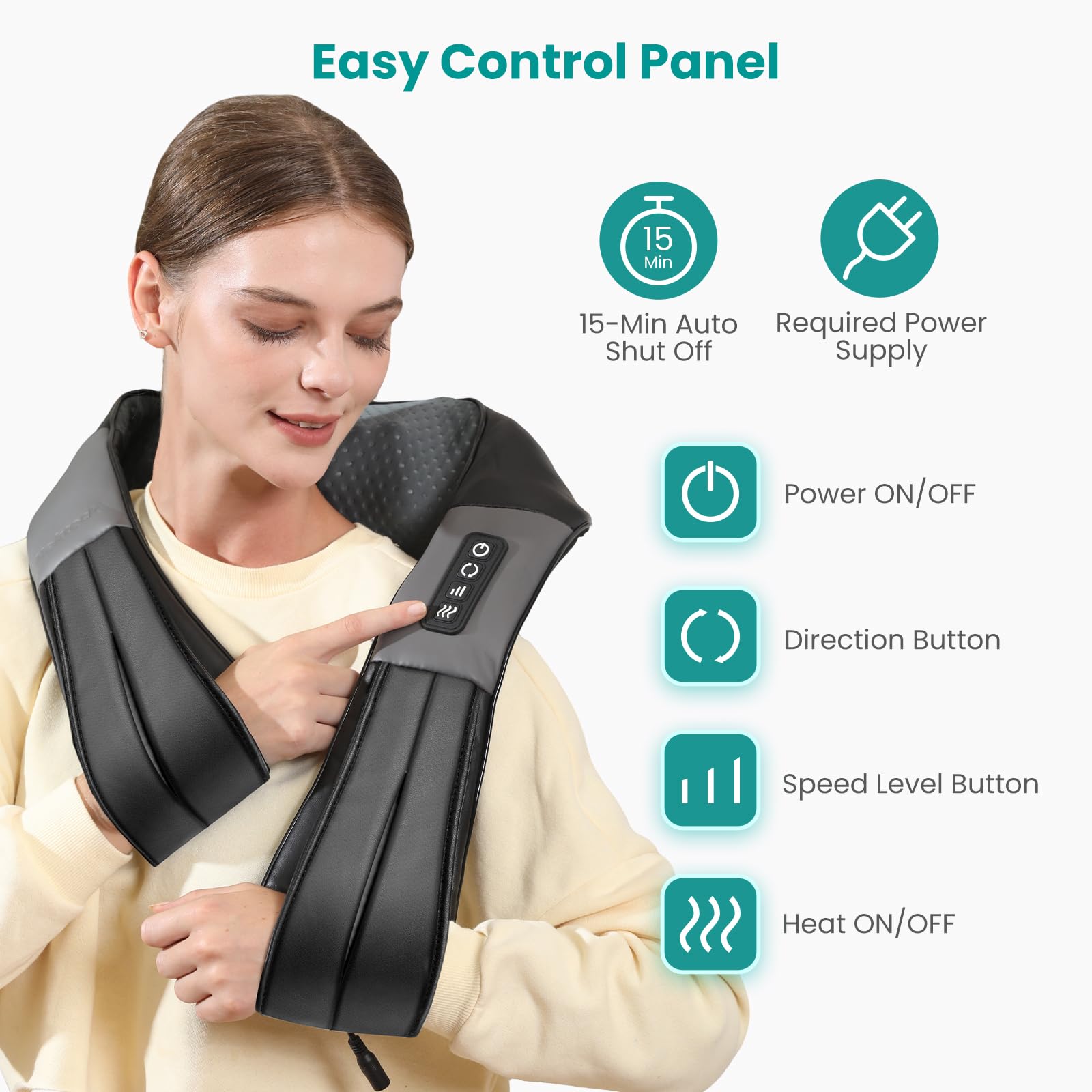 Nekteck vista lateral ergonómica que facilita su colocación y postura cómoda