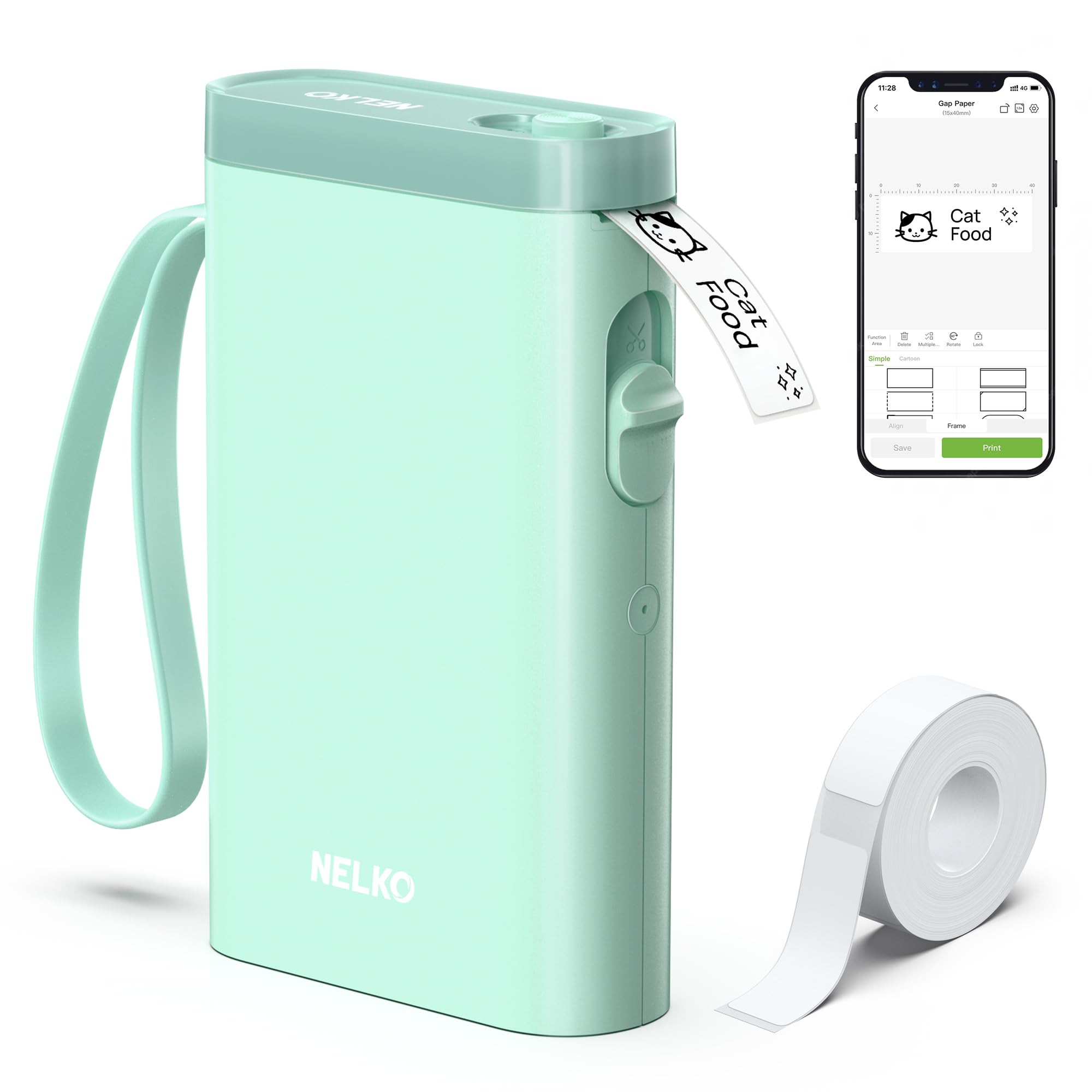 Nelko P21 vista frontal mostrando diseño compacto y beneficio de portabilidad