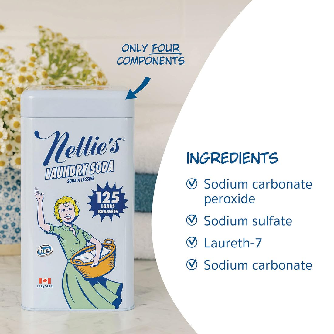 Nellie's en uso en lavadora limpiando ropa cotidiana eficazmente