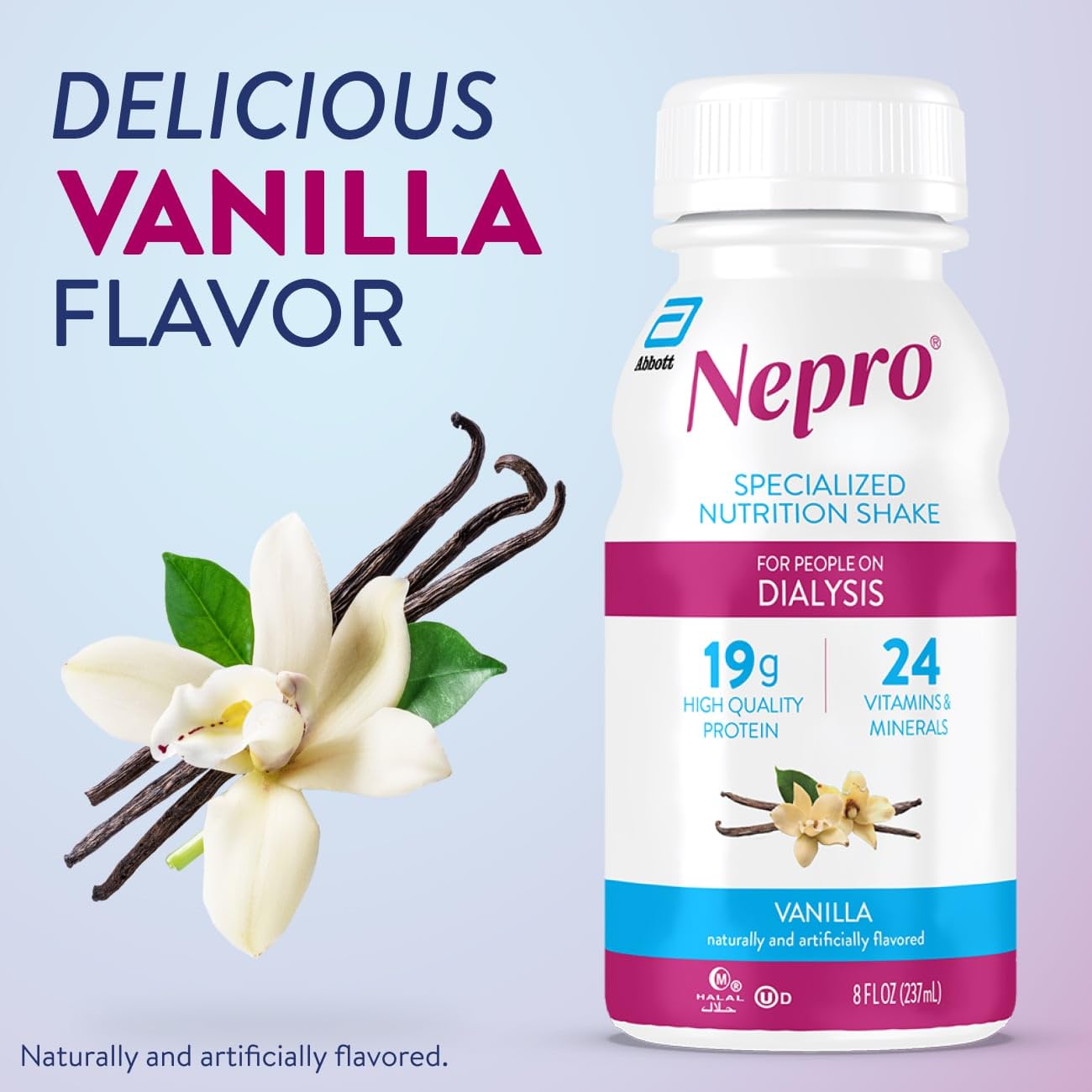 Paciente tomando Nepro durante diálisis como complemento nutricional