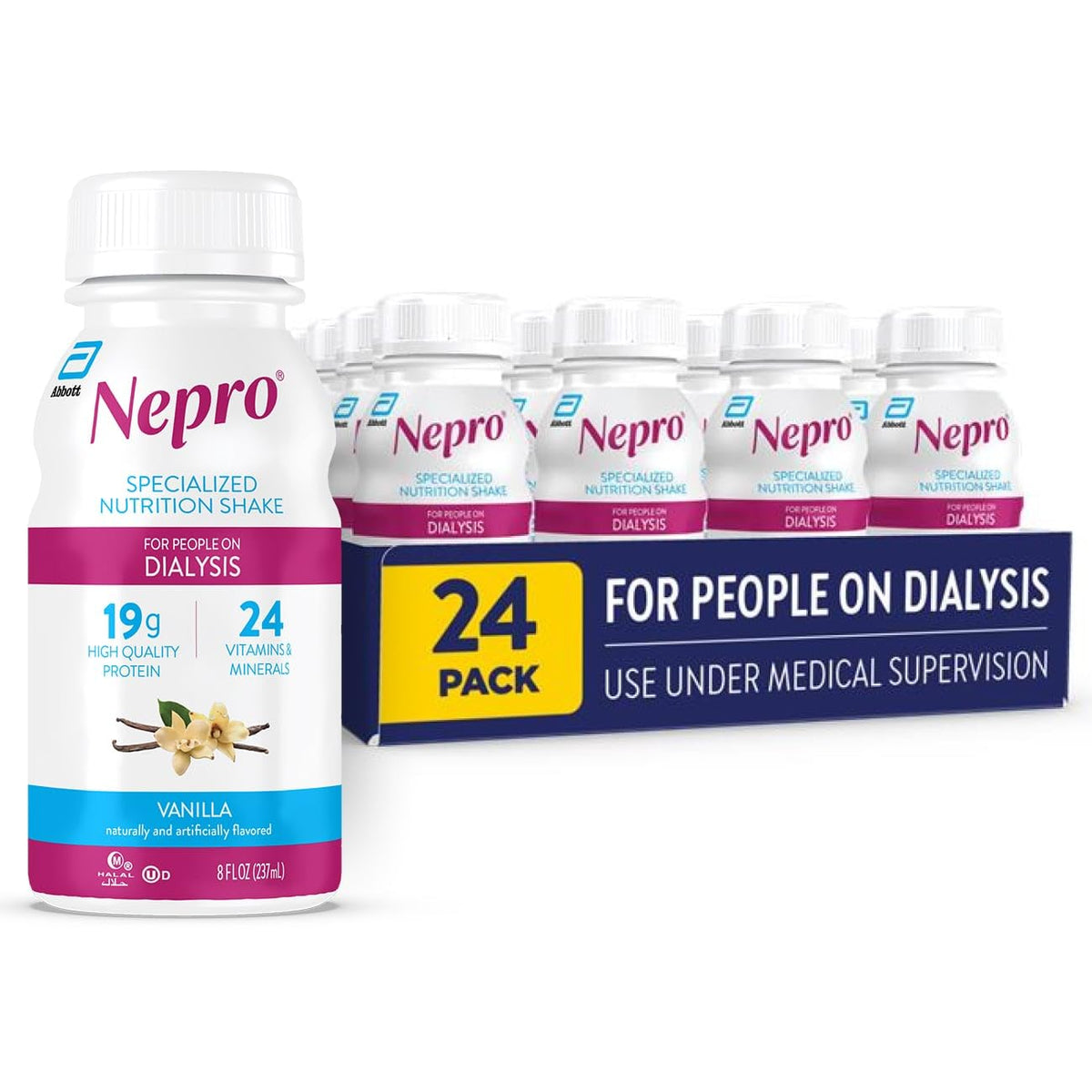 Nepro envase frontal vainilla mostrando marca y beneficio nutricional