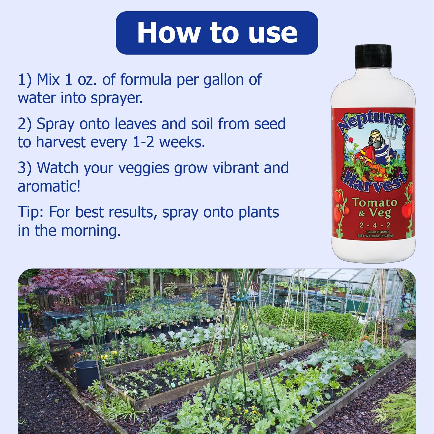 Neptune's Harvest etiqueta con ingredientes y recomendaciones prácticas