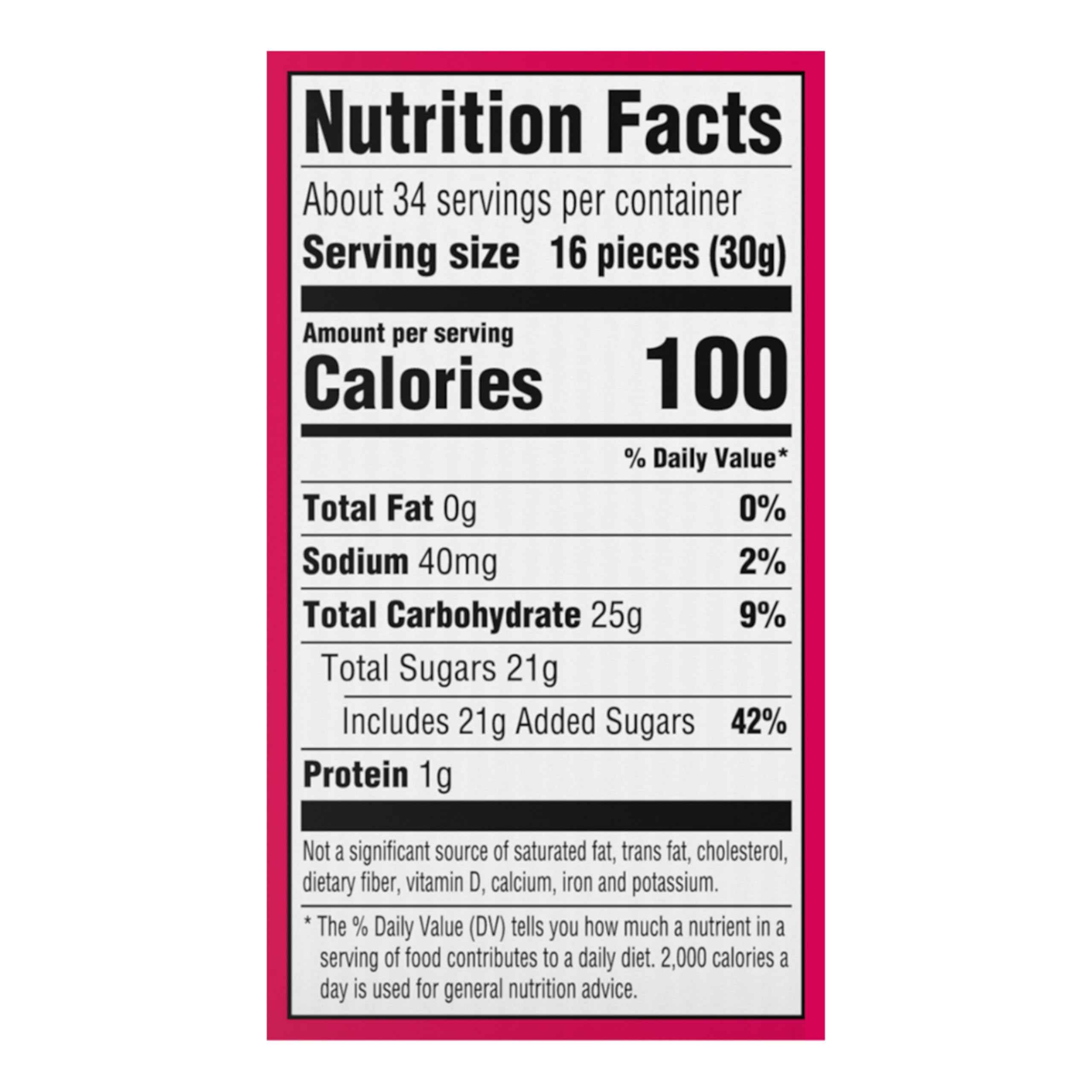 NERDS etiqueta nutricional clara para revisar ingredientes y datos