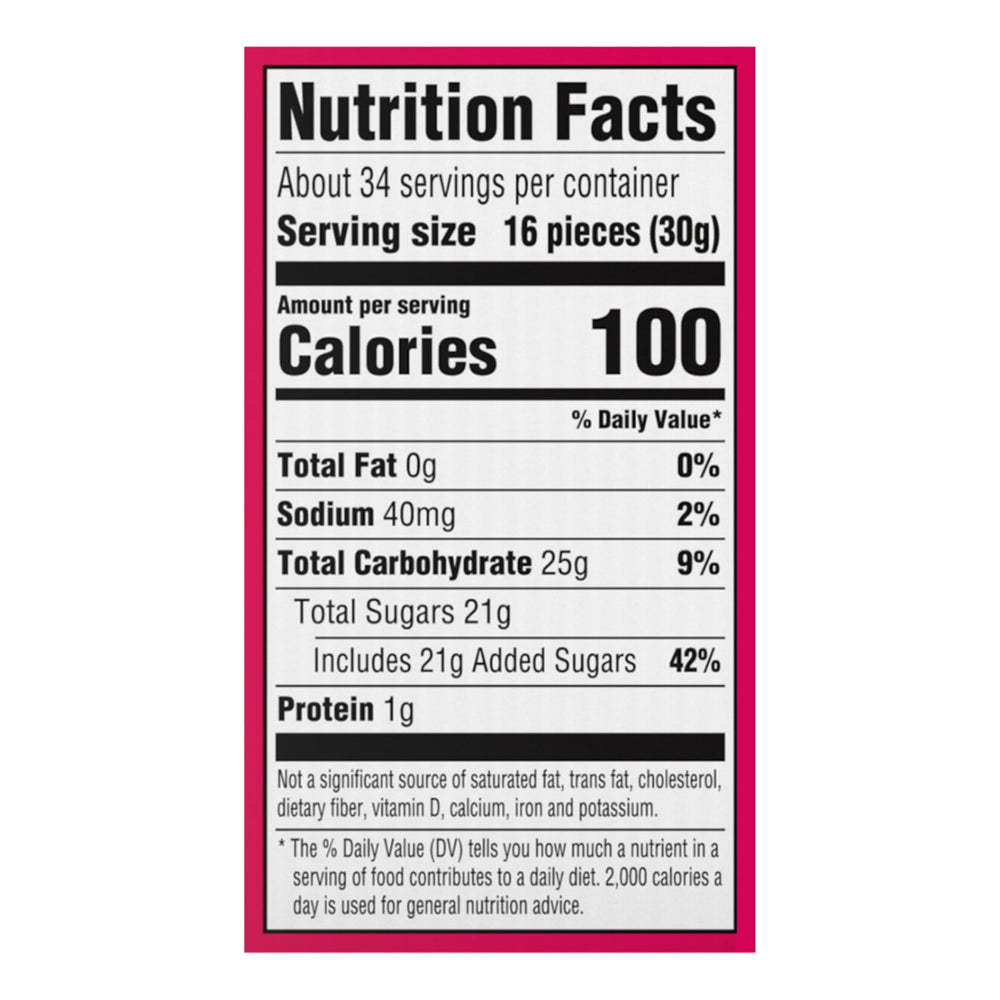 NERDS etiqueta nutricional clara para revisar ingredientes y datos
