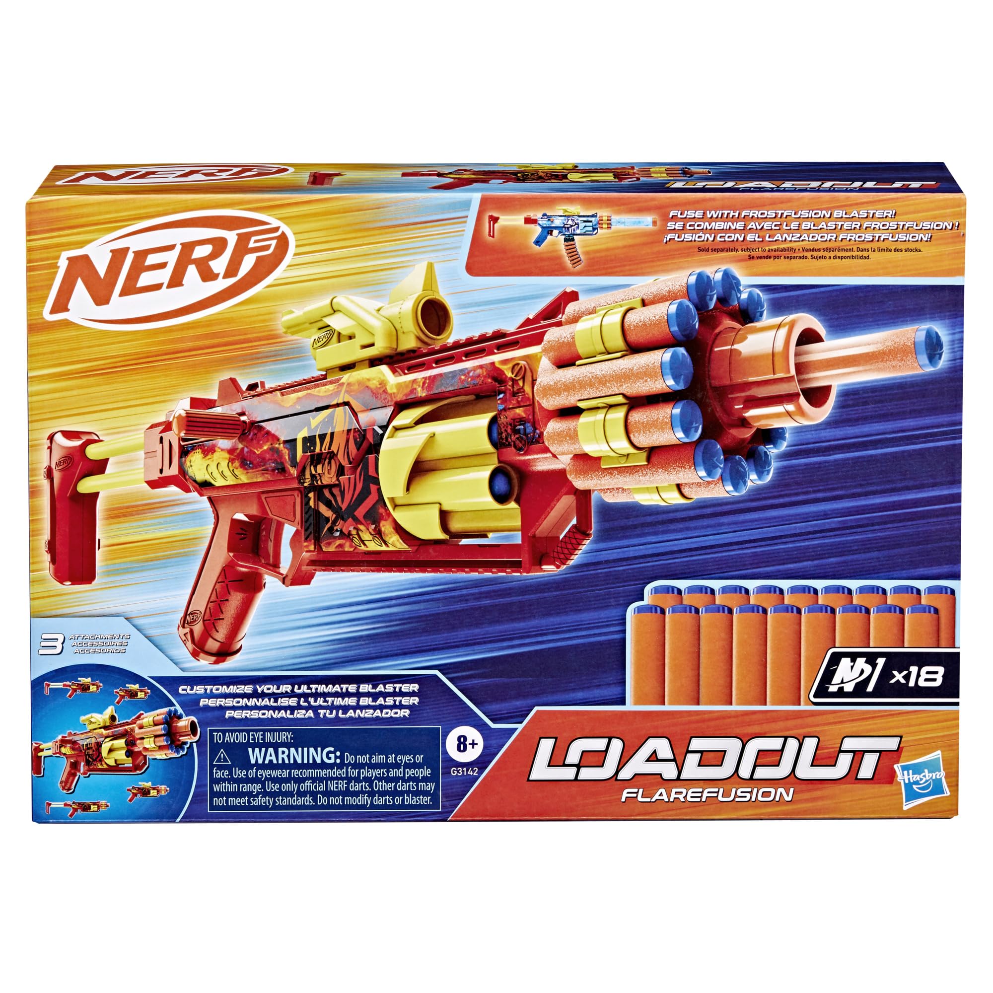 Hasbro Nerf FlareFusion detalle de la piel FlareFusion con acabado visual atractivo