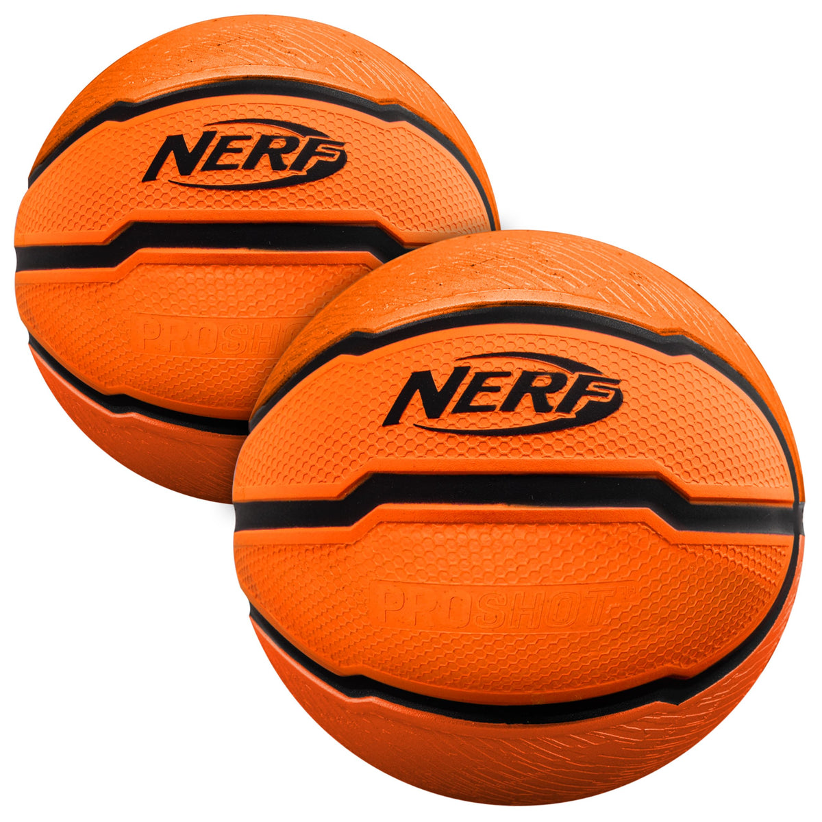 NERF imagen frontal del par de pelotas naranjas, listas para juego interior