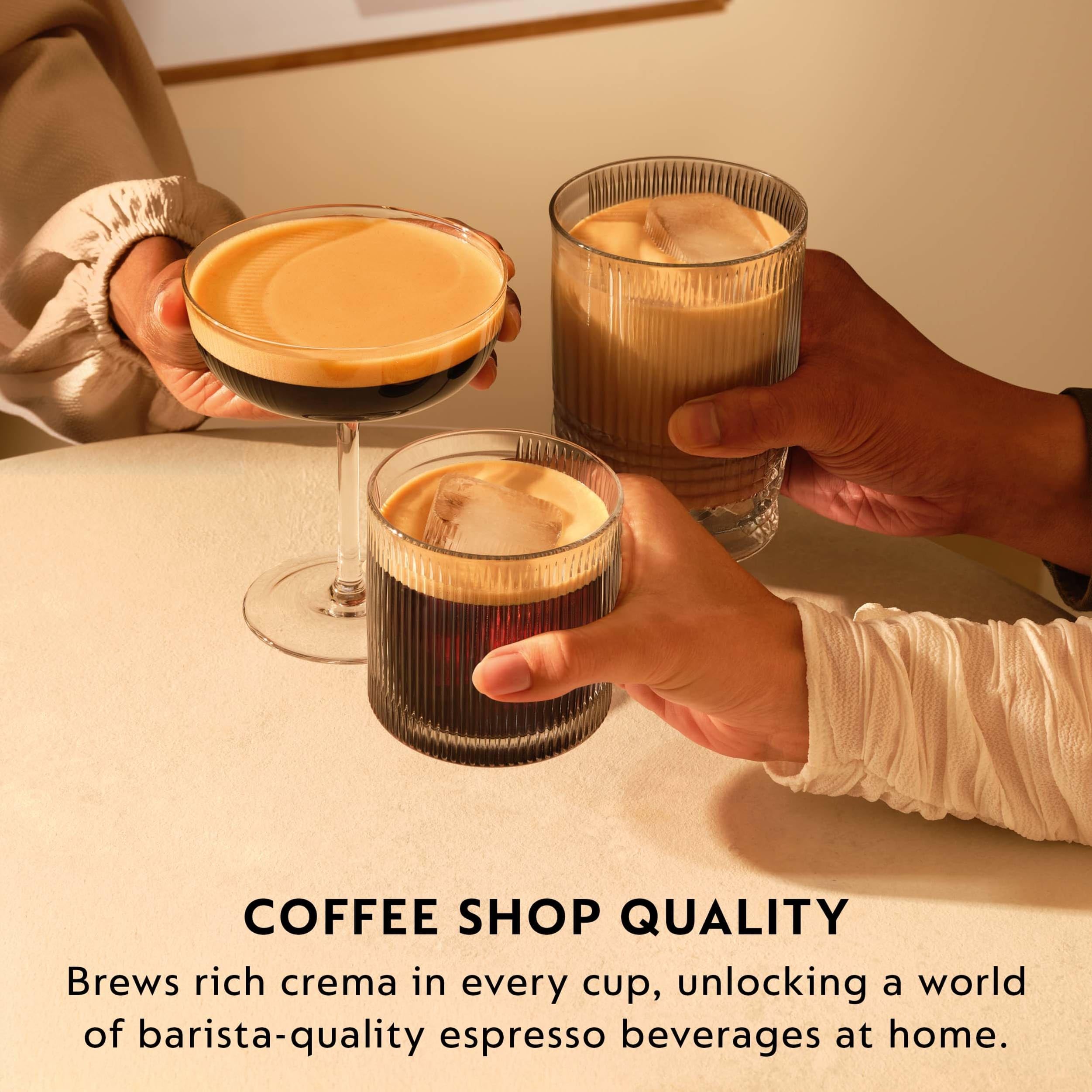 Nespresso taza de espresso servido ilustrando crema y balance de sabores