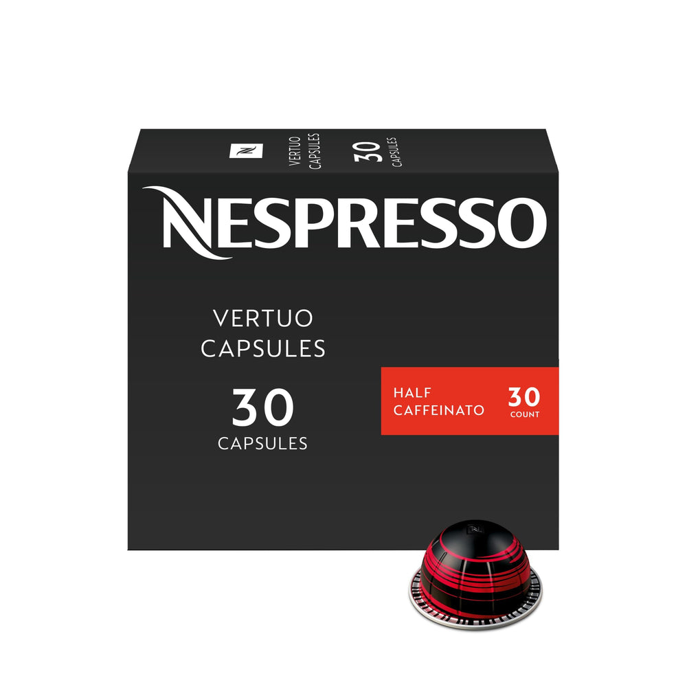 Nespresso Half Caffeinato frente de la caja mostrando diseño y cantidad