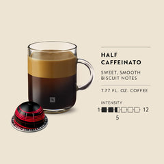 Nespresso Half Caffeinato taza con crema mostrando textura sedosa y color