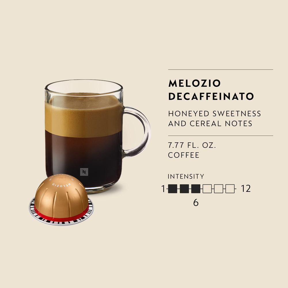 Nespresso etiqueta del envase Melozio Decaffeinato información del producto