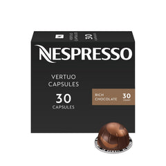 Nespresso cápsulas Rich Chocolate frontal del paquete, presentación atractiva