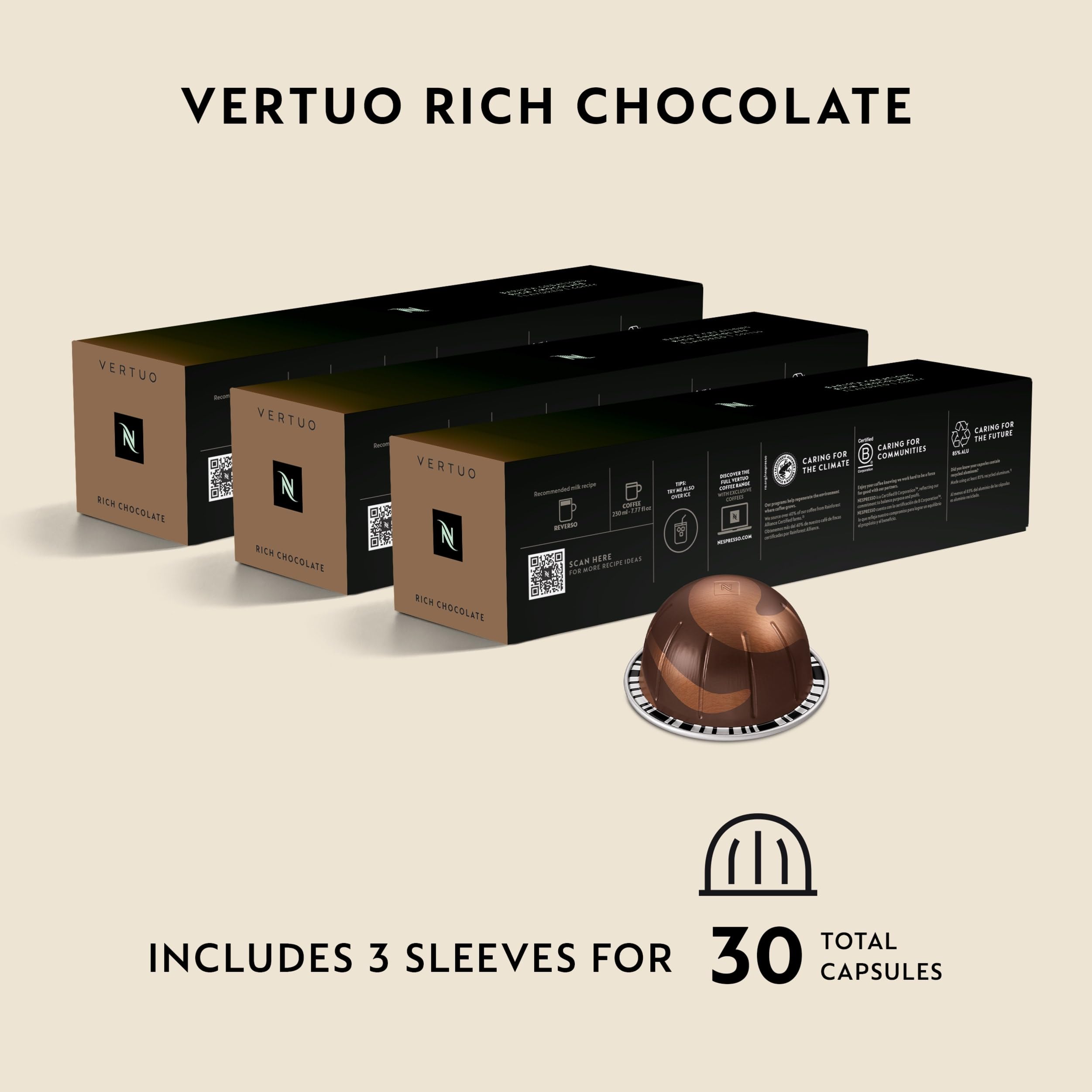 Nespresso bebida latte Rich Chocolate mostrando cremosidad al combinar con leche