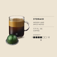 Nespresso Stormio crema en taza larga mostrando textura y cuerpo del café