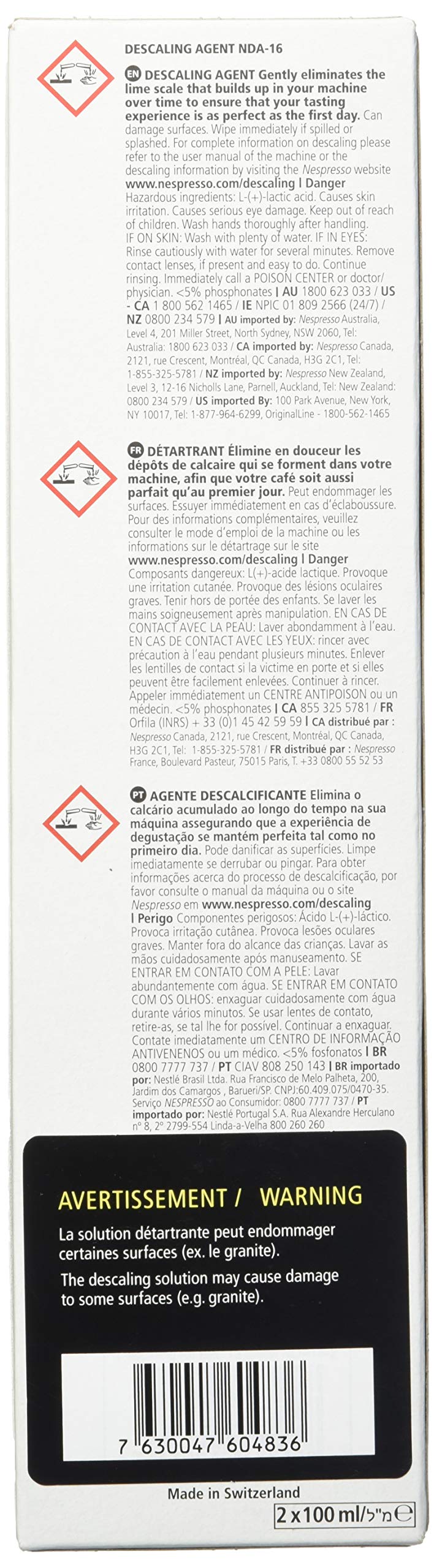 Nespresso sobre en uso dentro de cafetera, elimina depósitos minerales
