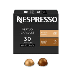 Nespresso frente del empaque Bianco con cápsulas visible, facilita elección rápida