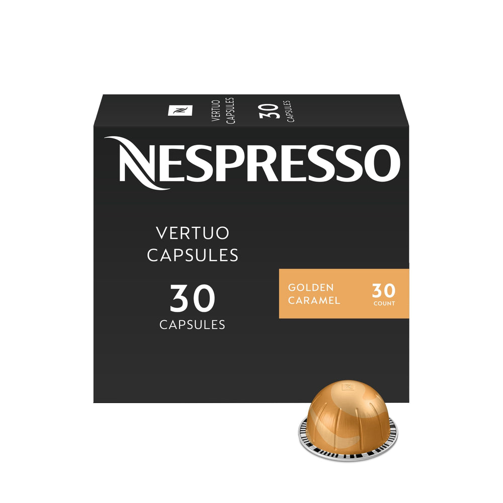 Nespresso Vertuo embalaje frontal mostrando caja de 30 cápsulas y beneficio conveniencia
