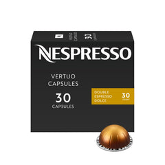 Nespresso empaque frontal con 30 cápsulas, presentación práctica y sostenible