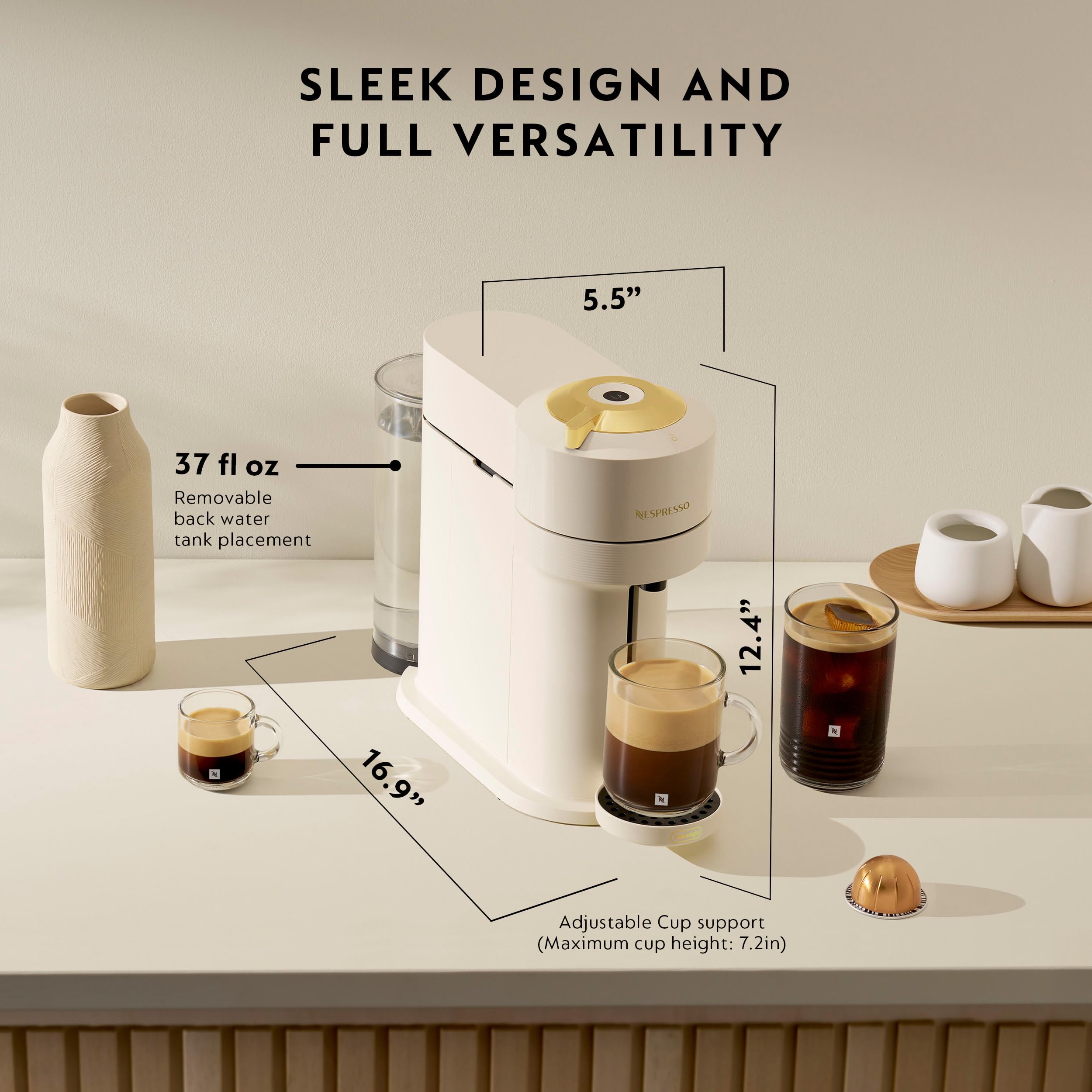 Nespresso Vertuo Next taza con crema espesa demostrando textura uniforme