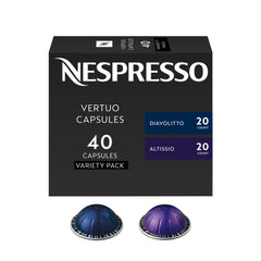 Nespresso pack frontal mostrando 40 cápsulas y variedad intensa
