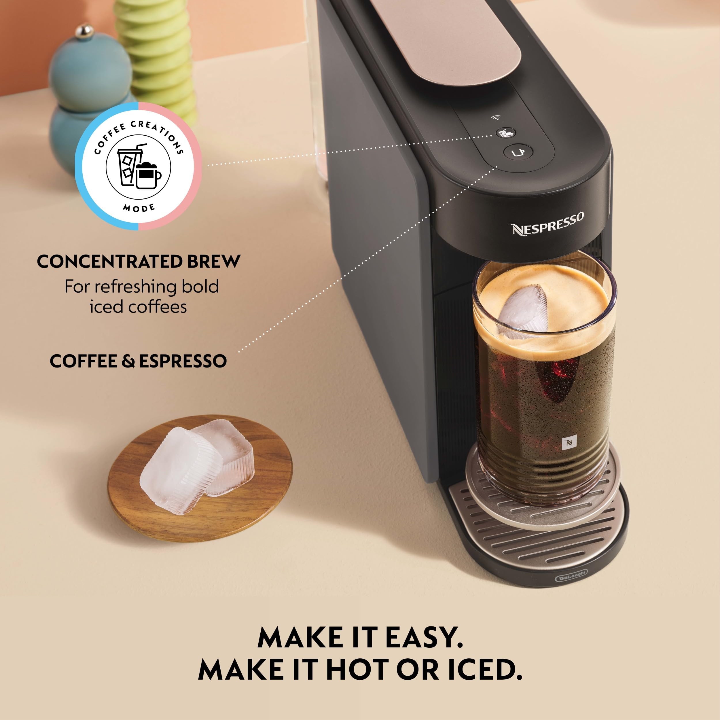 Nespresso Vertuo Up removed water tank showing 47 oz capacity for fewer refills