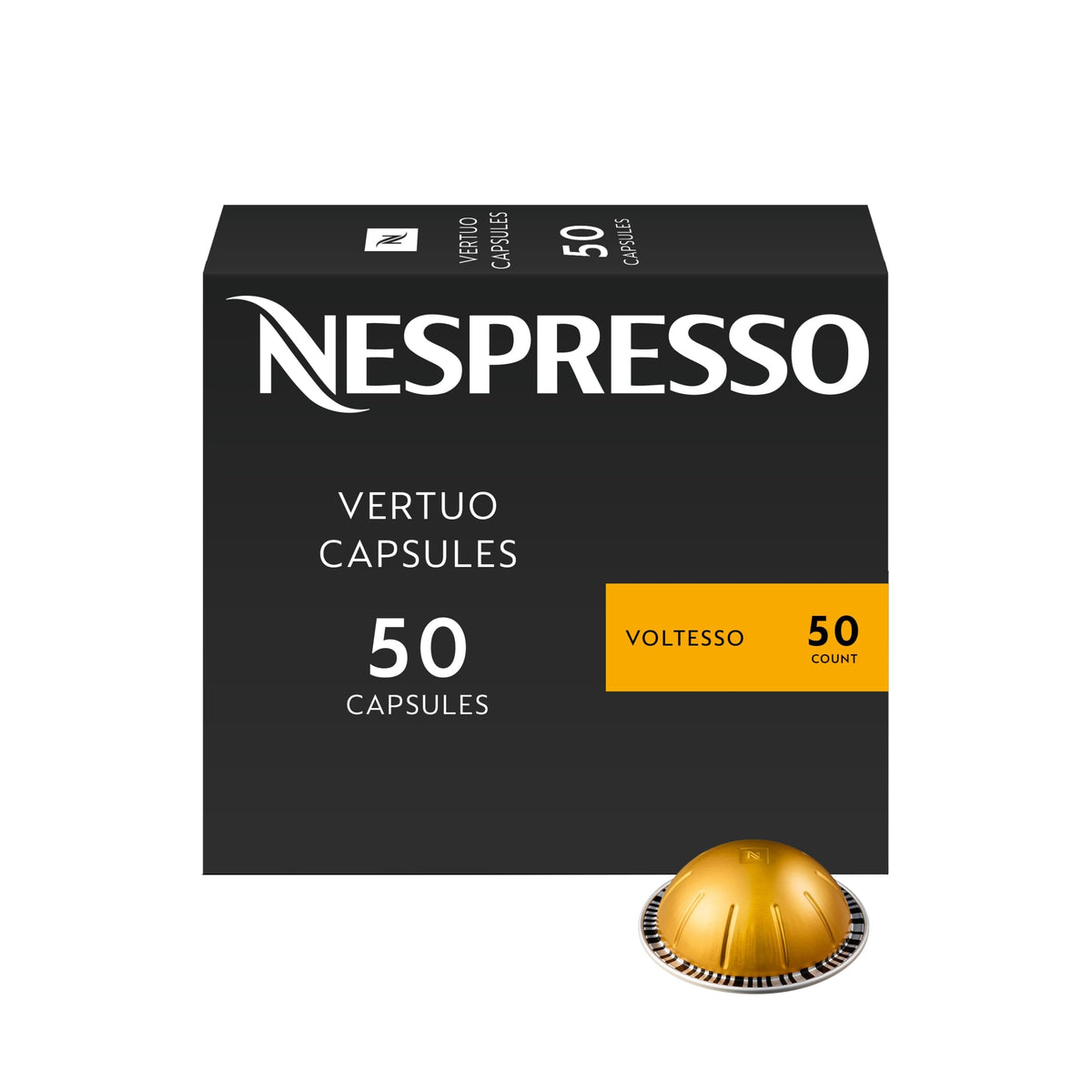 Nespresso Voltesso frente del empaque mostrando cápsulas y ventaja de frescura