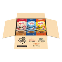 Nestle Coffee mate caja frontal mostrando sabores y cantidad, facilita selección rápida
