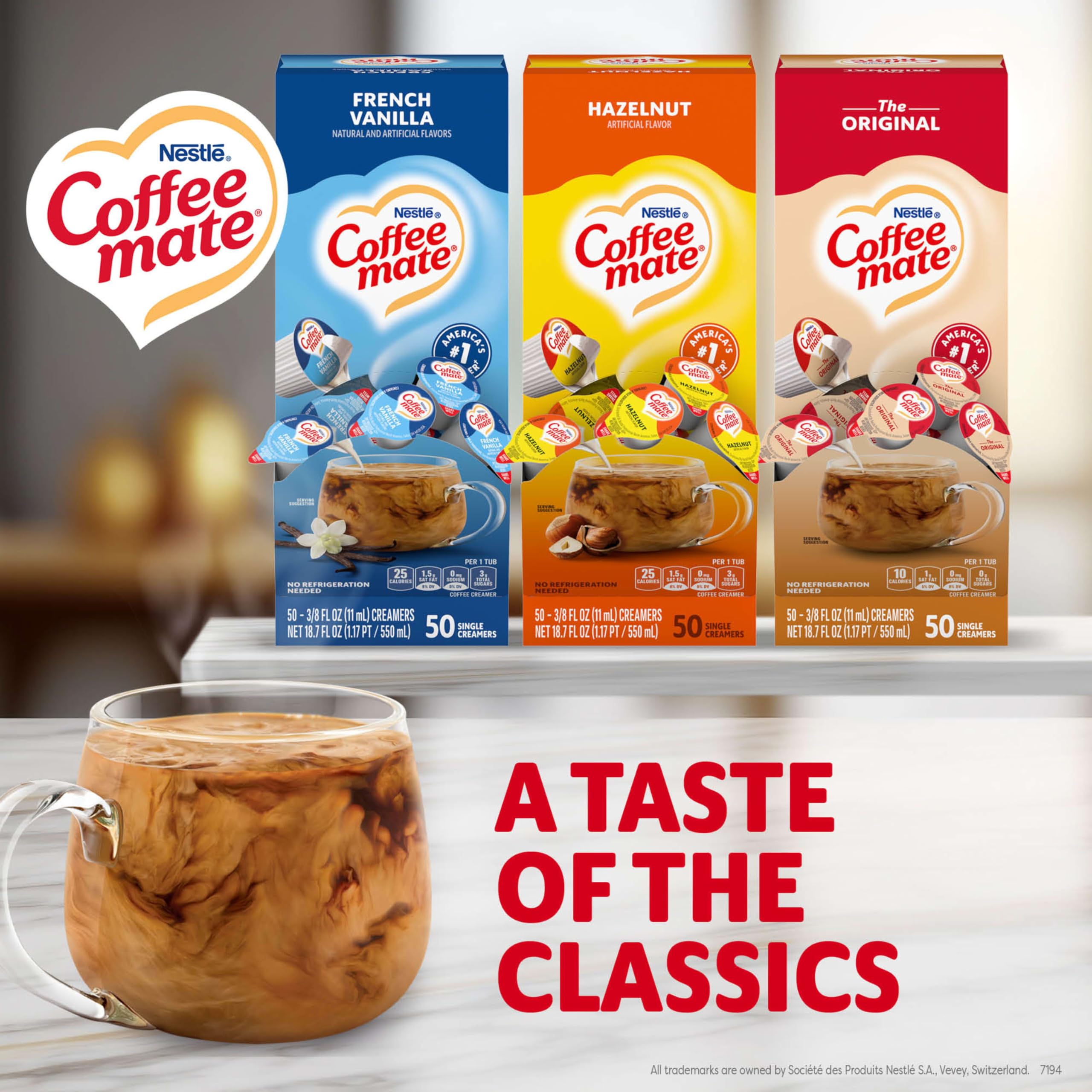 Nestle Coffee mate dispensador con monodosis ordenadas, ahorro de tiempo en servicio