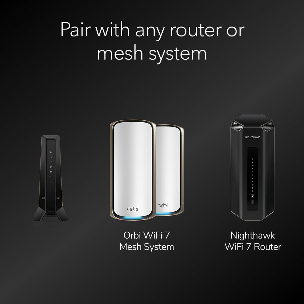 NETGEAR Nighthawk CM3000 conectado a un sistema Orbi para máxima cobertura