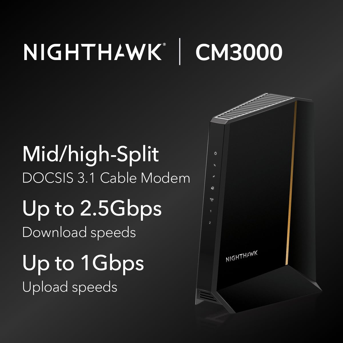 NETGEAR Nighthawk CM3000 puerto 2.5G listo para conexión multi‑gig