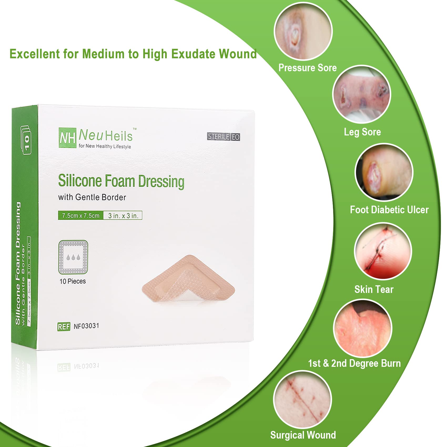 NeuHeils capa de silicona en contacto con piel sensible que reduce dolor