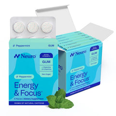 Neuro chicle frente del envase mostrando 54 piezas y conveniencia