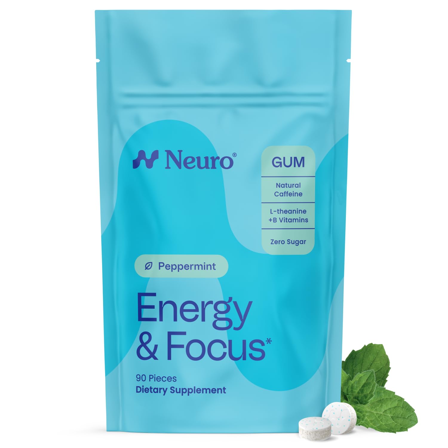 Neuro chicle envase frontal mostrando diseño y conteo 90 piezas
