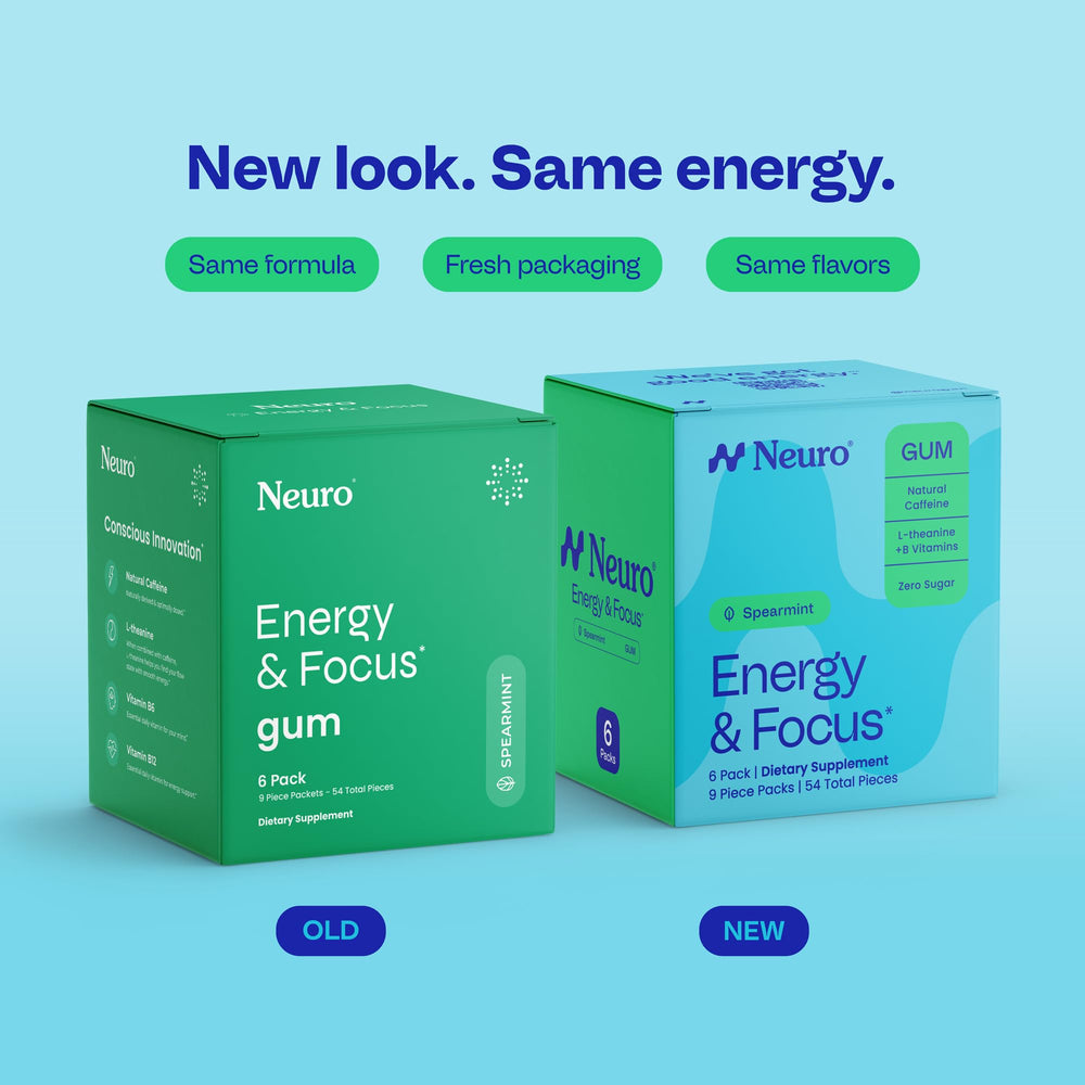 Neuro envase abierto con chicles visibles, facilita consumo rápido y sin preparación