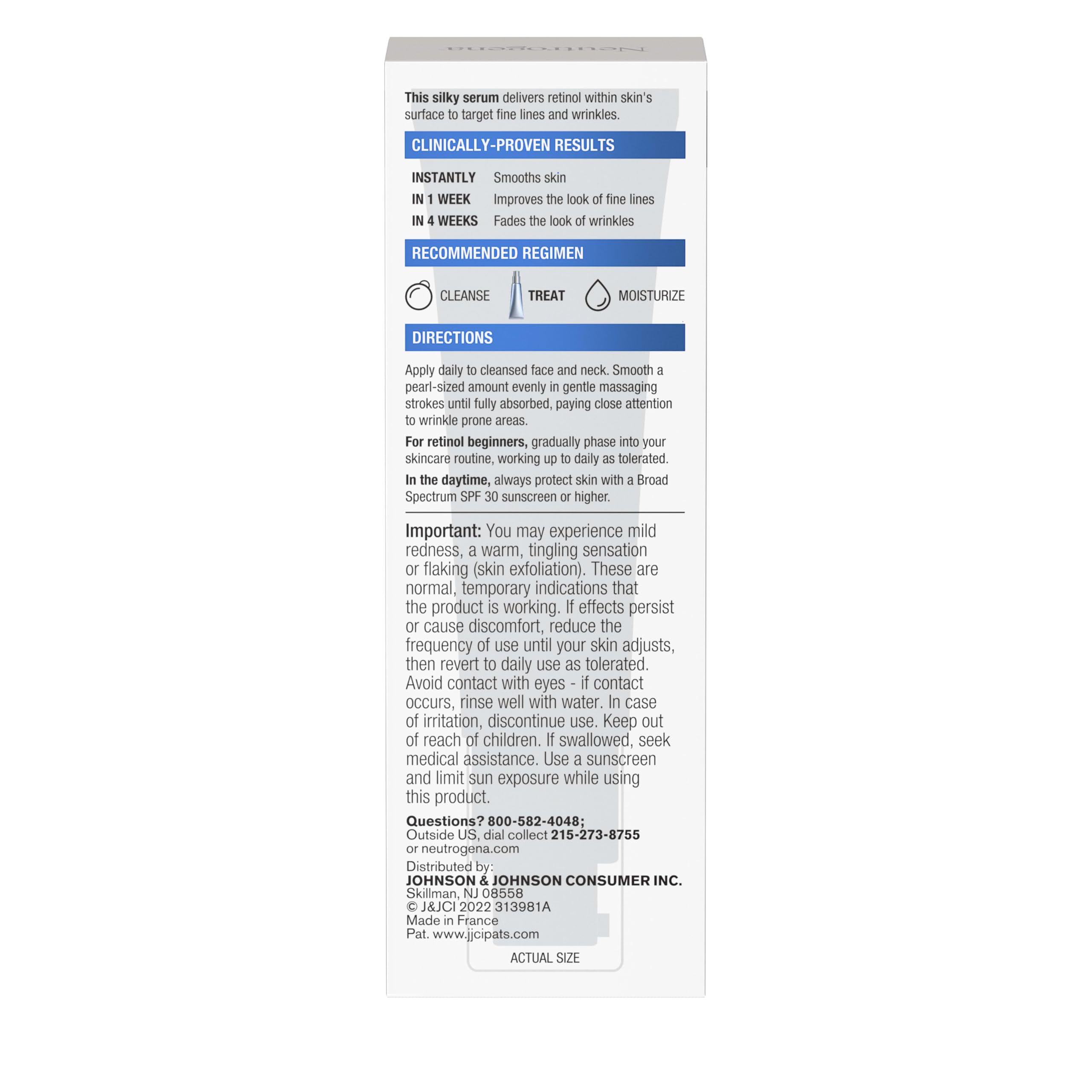 Neutrogena primer plano sobre piel para visualizar mejora de textura y apariencia