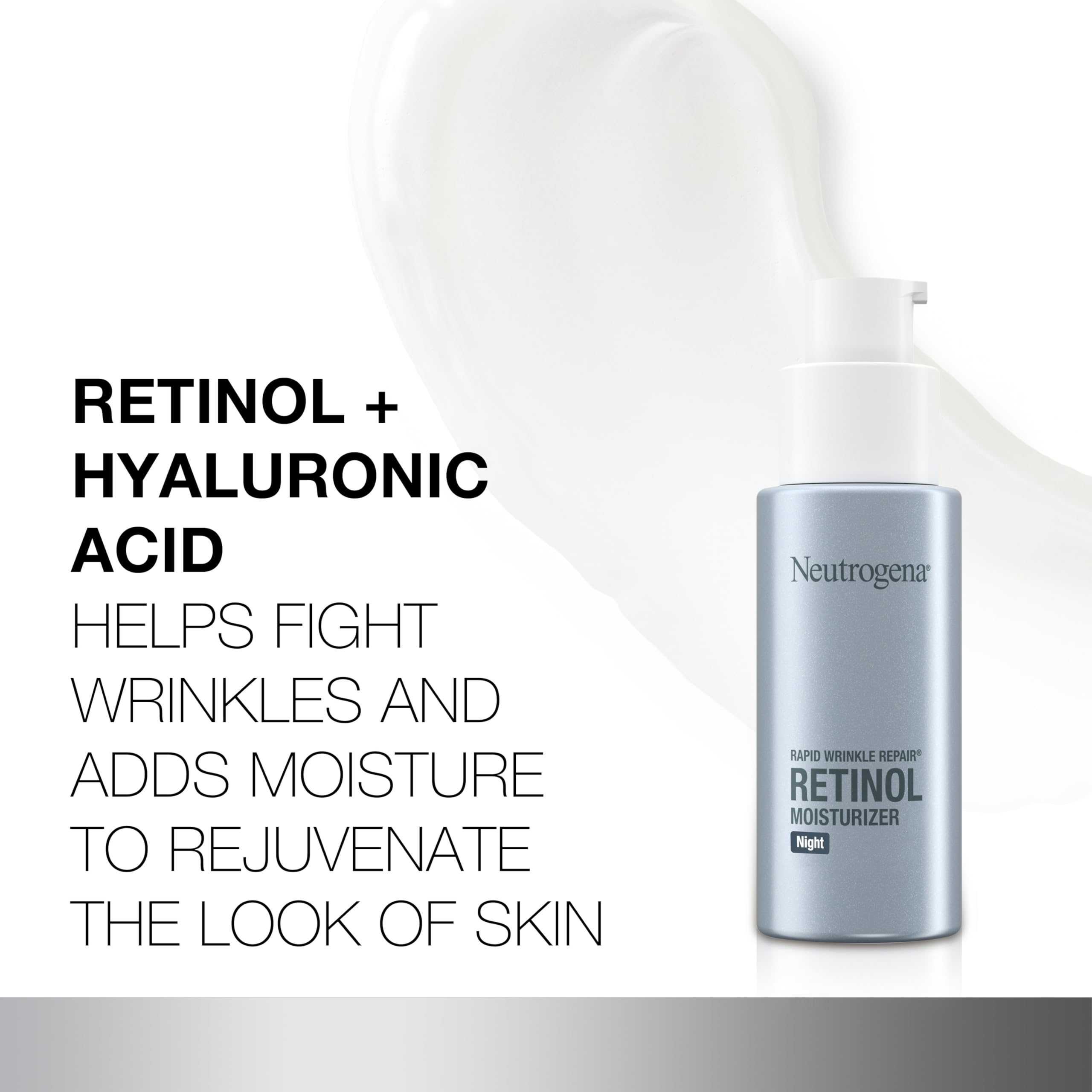 Neutrogena crema siendo aplicada en la mano para hidratación nocturna