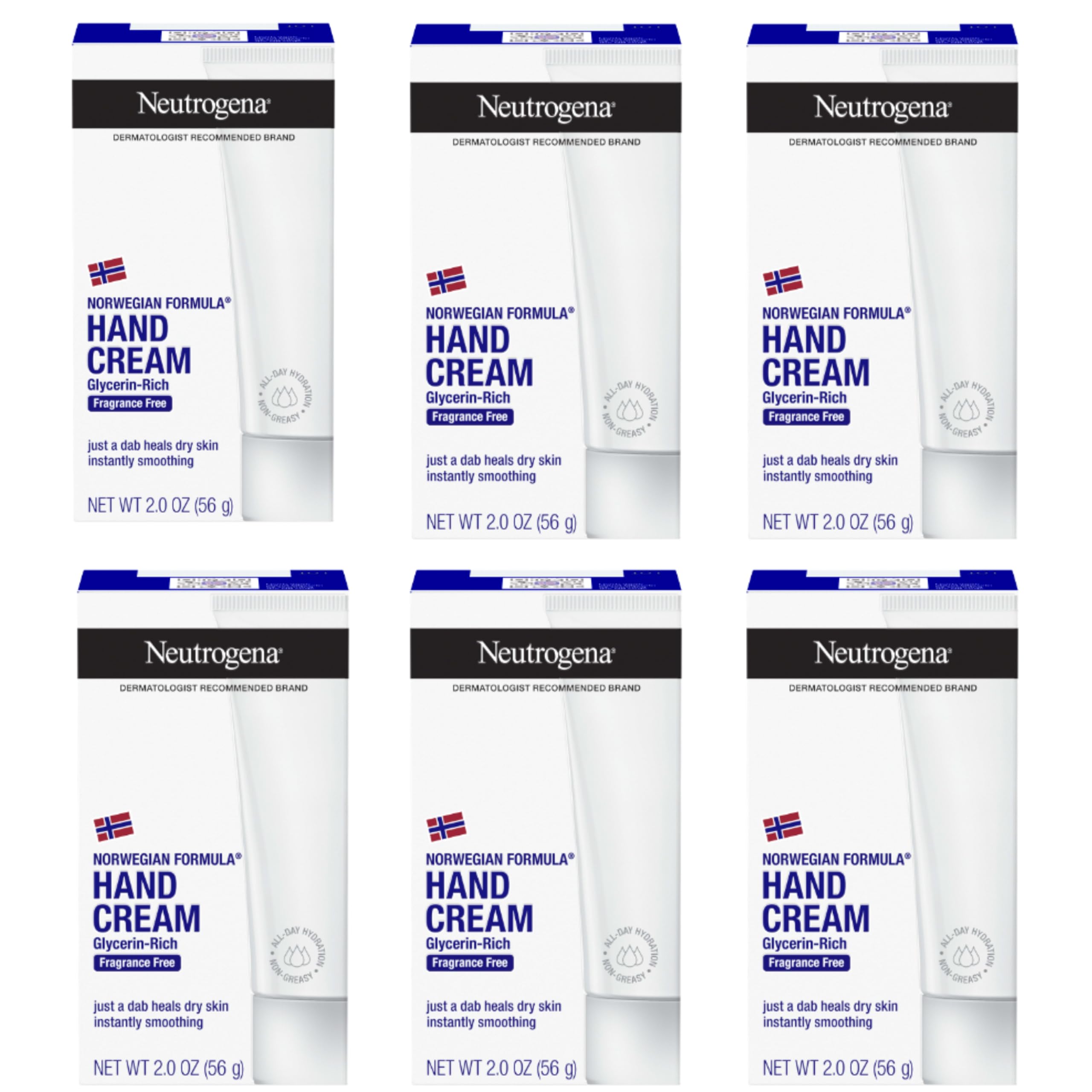 Neutrogena imagen frontal del pack seis tubos para hidratación práctica