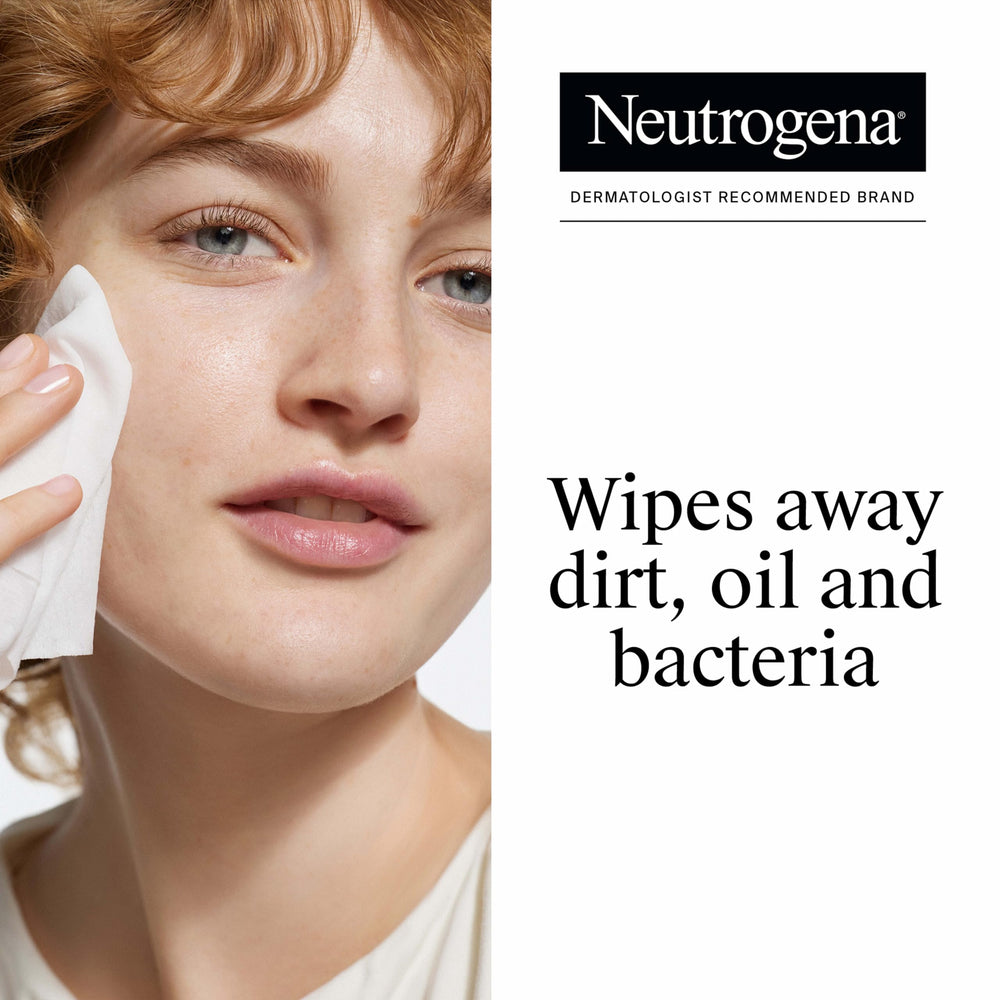 Neutrogena primer plano de la textura de la toallita que muestra suavidad y eficacia